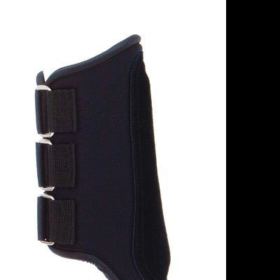 Suporte ou proteção preta para perna com tiras de velcro