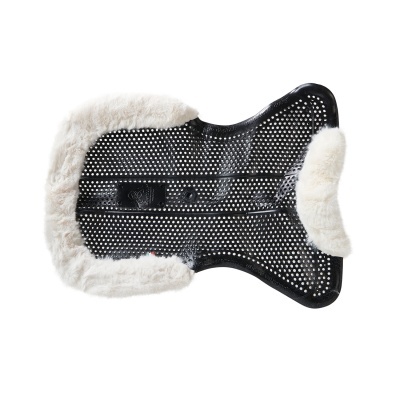 Assento ou proteção para sela de cavalo preto com bordas em peles brancas