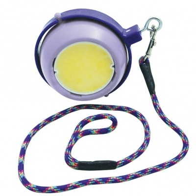 Medeira fita métrica roxa com cordão colorido e mosquetão