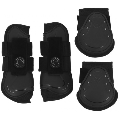 Conjunto de proteção preto para equitação com velcro