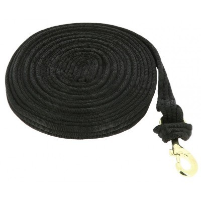 Trela para cão preta feita de material tecido com inóculo metálico dourado