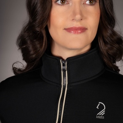 Casaco preto com fecho e logótipo LAURIA GARRELLI