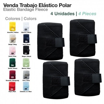 Venda Trabajo Elástico Polar preta, embalagem com 4 unidades, tecido polar com linhas e fecho velcro.