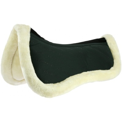 Sela de equitação preta com acabamento em pêlo sintético branco