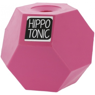 Produto dodecaédrico rosa com rótulo HIPPO TONIC e abertura circular no topo