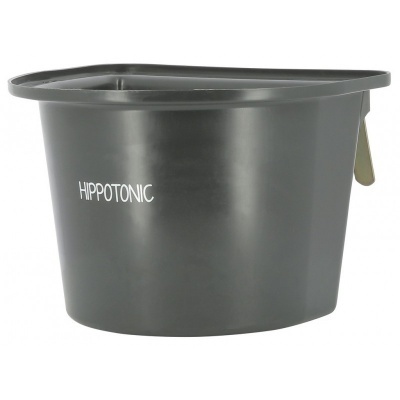Recipiente cinza escuro em plástico com tampa e texto HIPPOTONIC