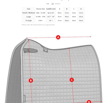 Guia de tamanhos para manta de vestuário cinza acolchoada com tabela de tamanhos