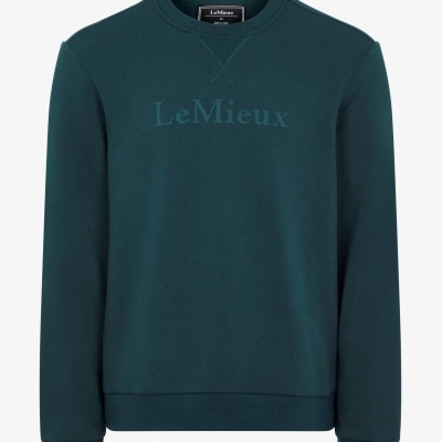Sweatshirt verde escuro com texto LeMieux no peito
