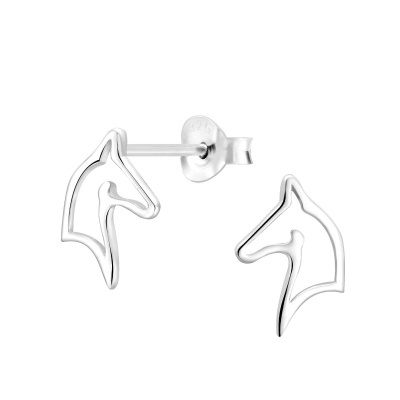 Brincos de prata em formato de cabeça de cavalo