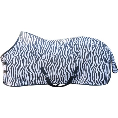 Cobertura para cavalo com padrão de zebra em tecido branco e preto