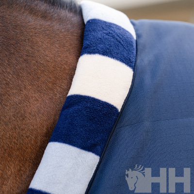 Cobertor para cavalo azul com forro felpudo às riscas
