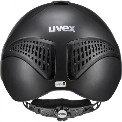 Capacete preto uvex com ventilação e ajuste traseiro