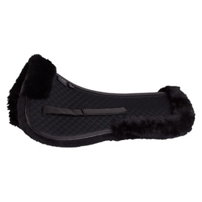 Tapete de sela para cavalo preto com acolchoado e pelos nas bordas