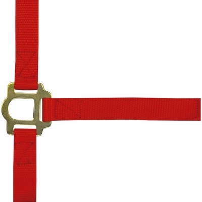 Cinta vermelha com ajustador dourado em fundo branco