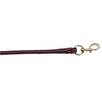 Trela para cão trançada vermelha e cinzenta com mosquetão dourado