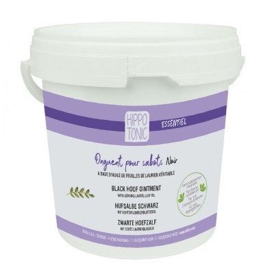 Balde branco com tampa e rótulo lilás de pomada para cascos Hippo Tonic Essentiel