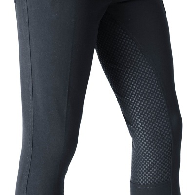 Calças pretas justas com painéis texturizados e bolso