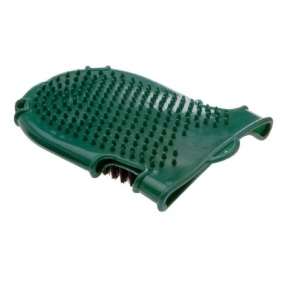 Luvas de escovação verdes com cerdas pequenas