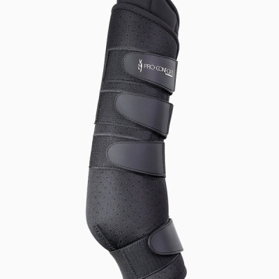 Protector para perna de cavalo preto com tiras e logótipo PRO-CONCEPT