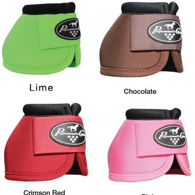 Protetores de patas para cavalos em quatro cores diferentes com etiqueta Professional's Choice.