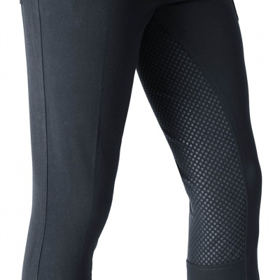 Calças de equitação pretas com painéis antiderrapantes