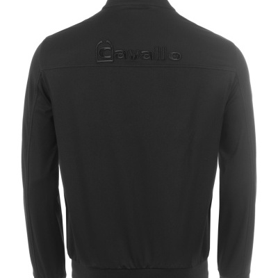 Casaco preto com logo 'Cavallo' gravado na parte traseira