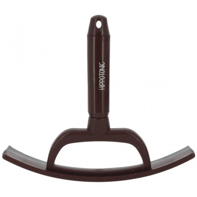 Raspador de silicone castanho com pega vertical e texto HIPPOPOTAMIC