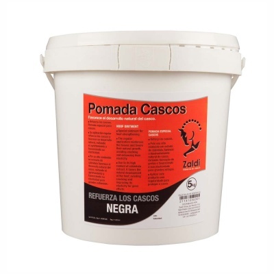 Balde de plástico branco com etiqueta laranja e preta de pomada para cascos de cavalo Zaldi