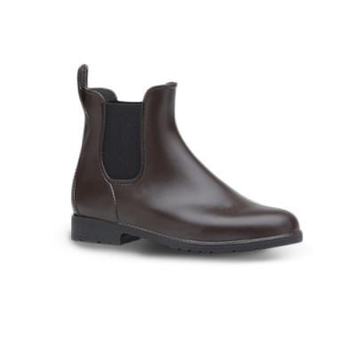 Bota Chelsea castanha em pele com elástico preto