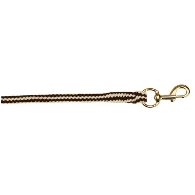 Trela para animal de estimação com padrão ziguezague preto e branco e mosquetão dourado