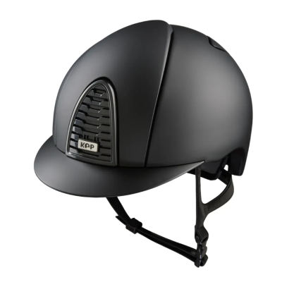 Capacete de equitação preto mate com logótipo KEP