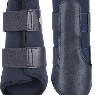 Botas de proteção para cavalo azul-escuro com fechos de velcro