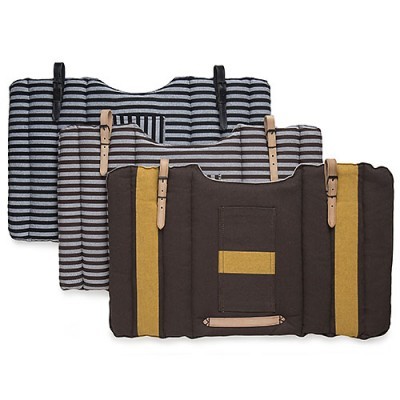 Sacos/tapetes de transporte com padrões às riscas e alças em couro