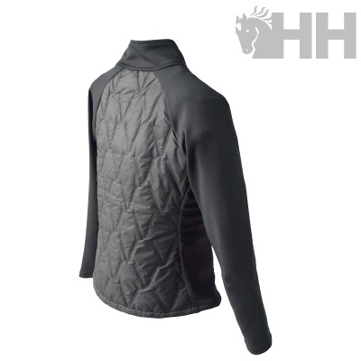 Casaco preto com padrão acolchoado cinza e logótipo HH no canto superior direito