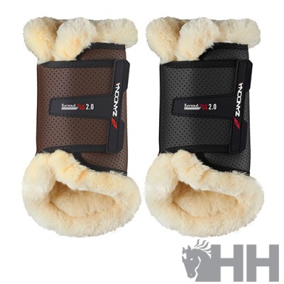 Equipamentos de proteção para cavalos castanho e preto com pelo creme interior