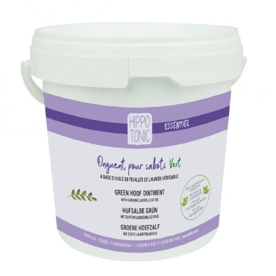 Pote branco com rótulo roxo de pomada para cascos Hippo Tonic Essentiel