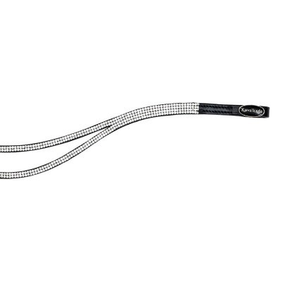 Cordão de óculos com detalhes em strass e ponta preta com o nome 'Kavelcade'