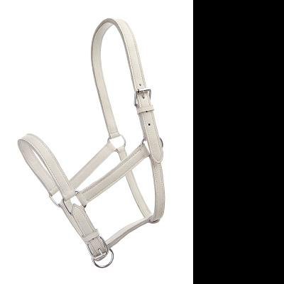 Cabresto branco em fita sintética com fivelas metálicas