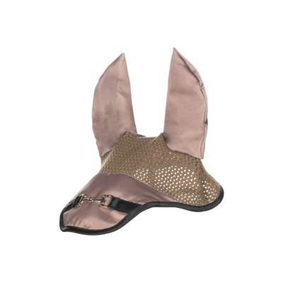 Capuz para cavalo bege com cetim rosa e orelhas altas