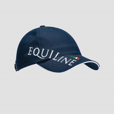 Boné azul escuro com logo EQUILINE e bandeira italiana 