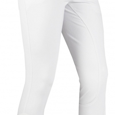 calças desportivas justas brancas com reforços nos joelhos