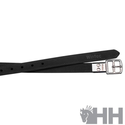 Correia preta para cavalo com fivela metálica e gravação Wintec