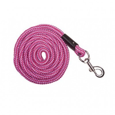 Leash de cão rosa e branco com mosquetão metálico