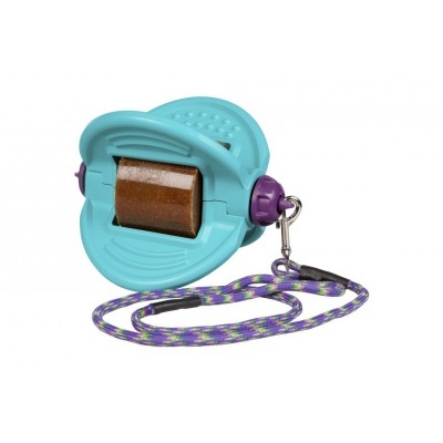 Rolo para remoção de pelos de animais azul com cordão trançado roxo e verde