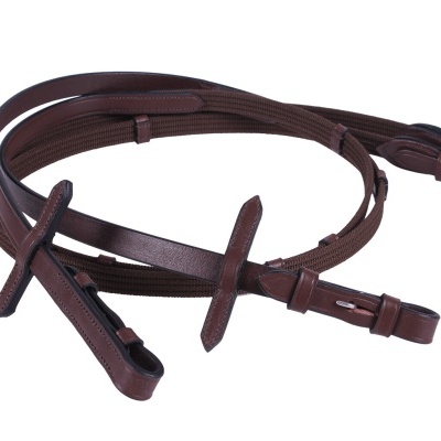 Peitoral para cavalo castanho escuro em couro e tecido