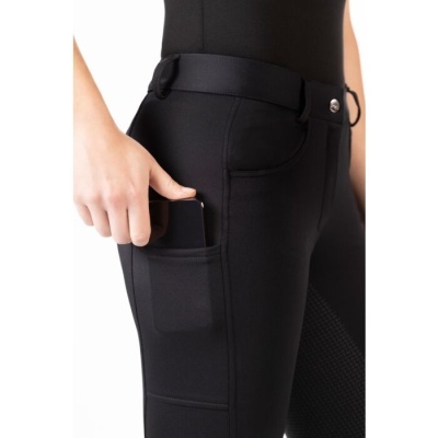 Leggings pretas com bolso lateral para telemóvel