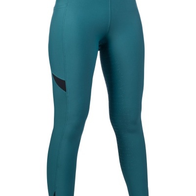 Leggings desportivas azul-turquesa e preto em fundo branco