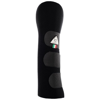 Suporte ortopédico preto para mão e pulso com tiras de velcro e etiqueta ACAVA