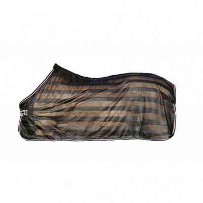 Manta preta com riscas castanhas para cavalo