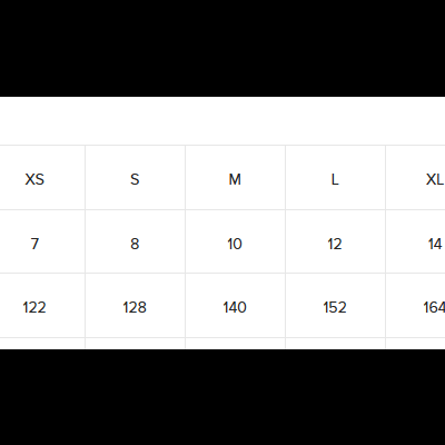 Tabela de tamanhos para roupa infantil com medidas UK e EU